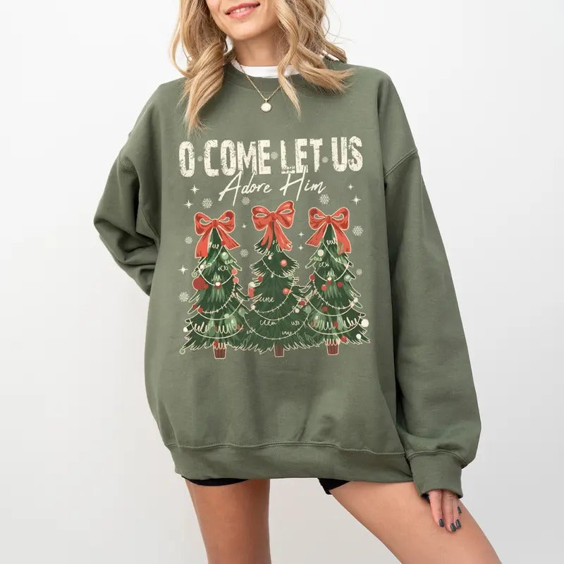 Oh Come Let Us Adore Him Sweatshirt, Christmas Song Sweatshirt, Christian Christmas Shirt, Religious Christmas Gift