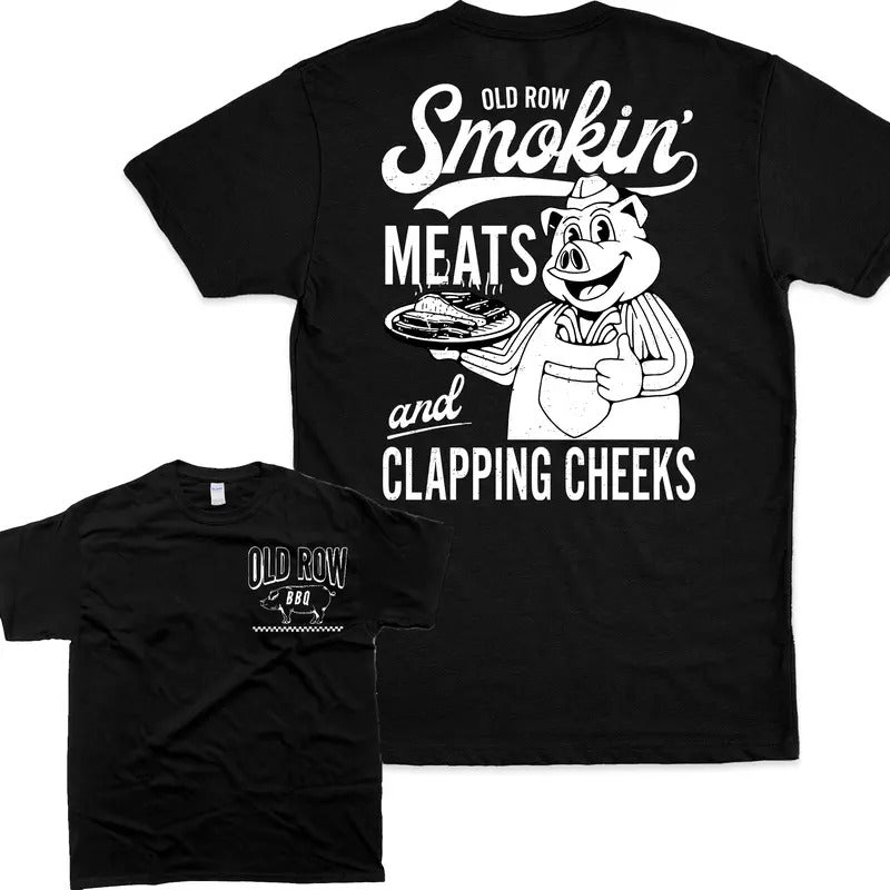 Old Row The Smokin' Meats Graphic 2 Sides Tshirt For Men And Women, 100% Cotton - Menswea