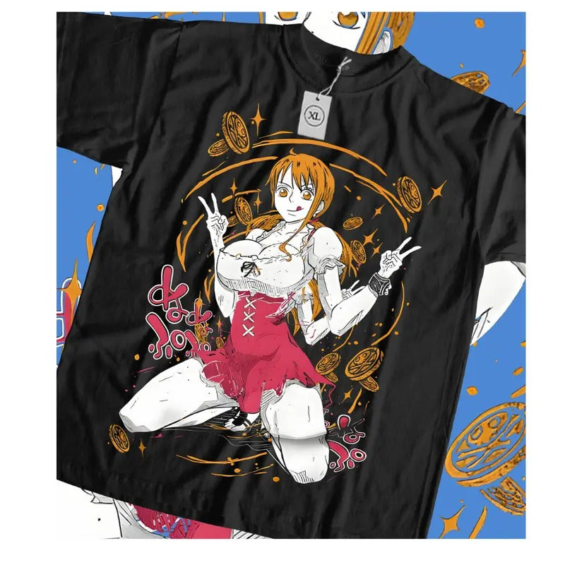One Piece Nami New T-shirt Anime Manga,Kawai,Girl,Graphic Tee Ullistrator Design