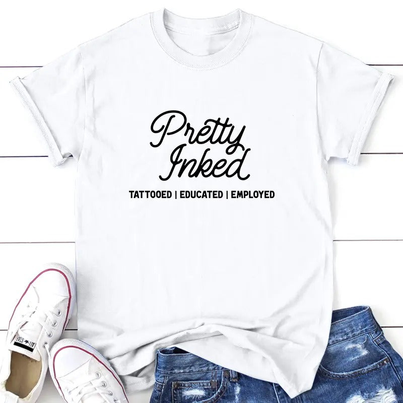 Pretty Inked Apparel, Proudly Printed In The USA, Tee, Gray / White / Blue / Orange, #sassy #cute