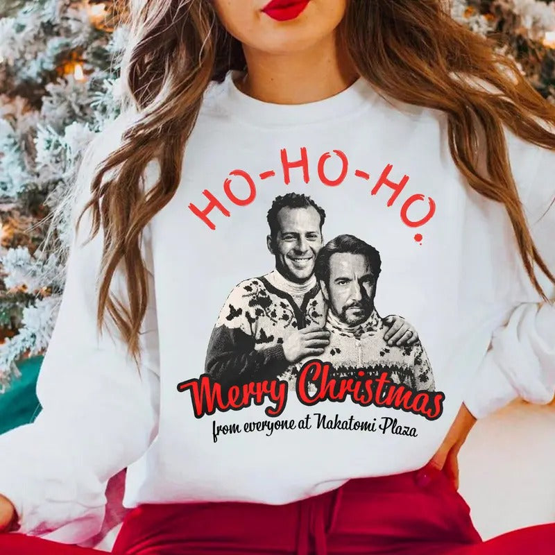 Merry Christmas from Everyone at Nakatomi Plaza (Funny Die Hard Inspired Holiday Shirt // Hand Printed // Original BearOne Design)