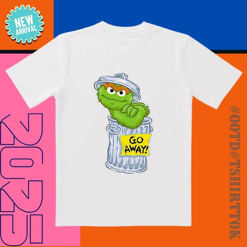Oscar The Grouch Tee | 'Go Away!' Silly Slogan | Colorful Graphic Tee | Casual Humorous Wear