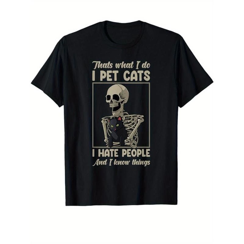 Outdoor men's clothing with high quality materials, skull print men's cotton T-shirt, graphic T-shirt men's outdoor clothing, men's Halloween costumes, high quality Made in USA