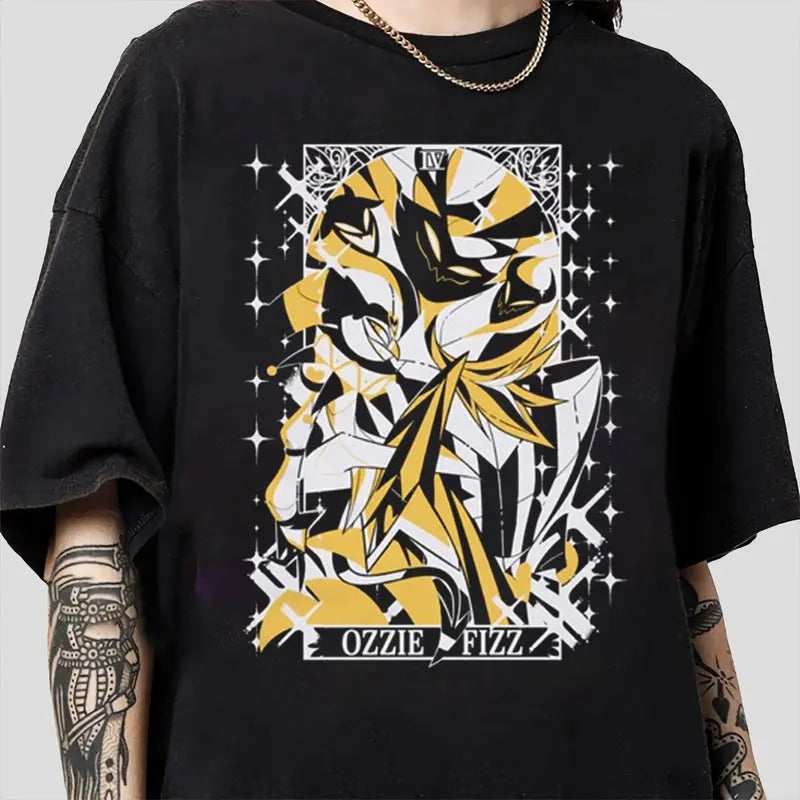 Ozzie x Fizz T-Shirt, Asmodeus x Fizzarolli Helluva Boss T-Shirt, Birthday Gift for Fans, Hazbin Hotel-3