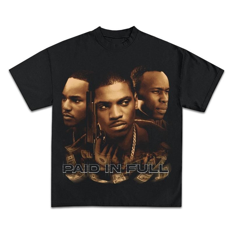 PAID IN FULL VINTAGE GRAPHIC BOOTLEG T-SHIRT - STREETWEAR Casual Crewneck Short Sleeve Tee