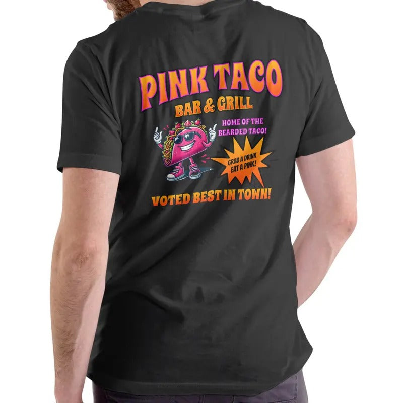 PINK TACO BAR AND GRILL,funny T Shirt, Unisex, Cotton Casual Menswear