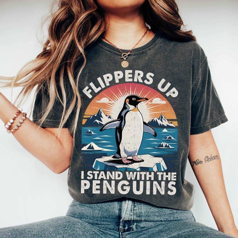 Penguins Flippers Up Shirt, I Stand With The Penguins, Funny Penguin Shirt, Funny Saying, Penguins Tariff