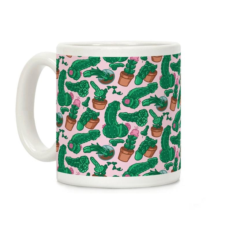 Penis Plants Pattern Coffee Mug, Graphic Tees, Funny Coffee Mug Gift