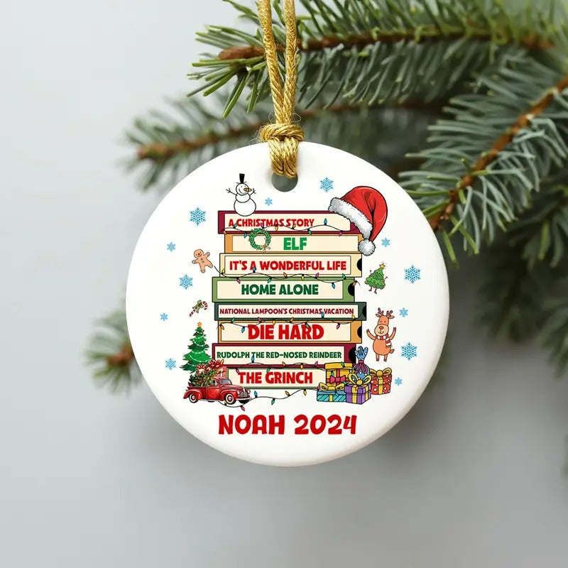 Personalized Christmas Movie Ornament, Christmas Movie Lovers Gift, Movies Fan Gift, Secret Santa Gift, Favorite Movie Ornament
