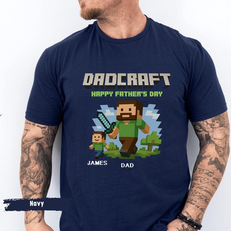 Personalized DadCraft Shirt, Gamer Dad DadCraft Tee, Father's Day Gift, Chicken Jockey, Trending Movie Shirt inspired by Minecraft