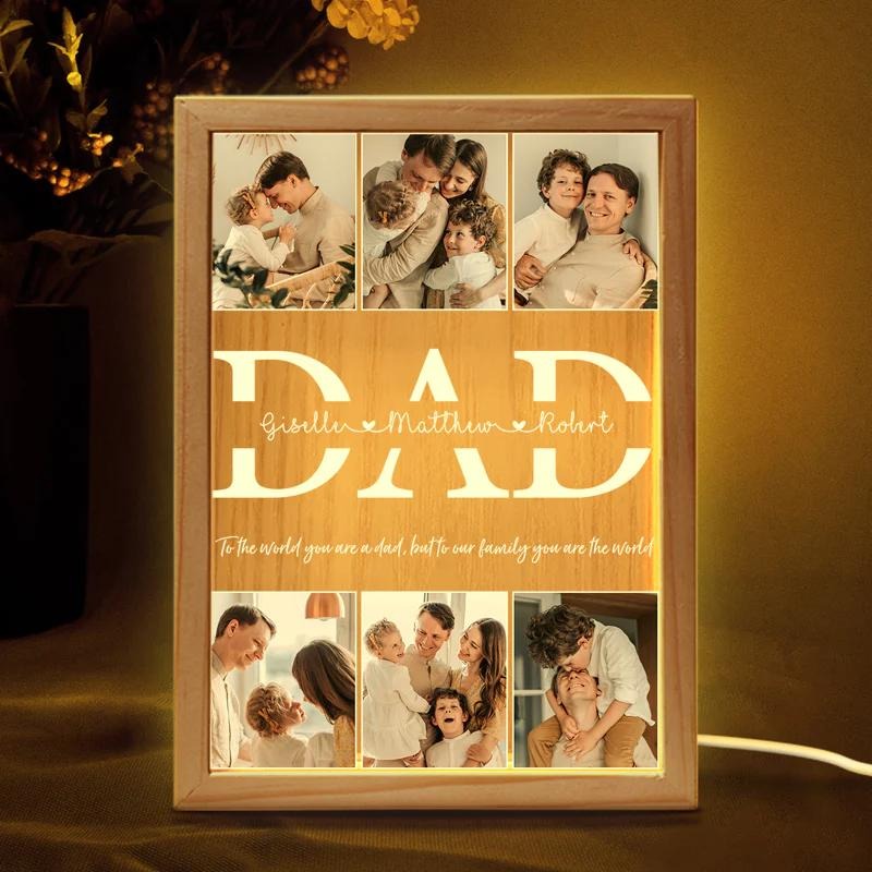 Personalized Photo Collage You Are The World Frame Light Box, Personalized Photo Light Box, Valentine Gift For Husband, Gift For Dad