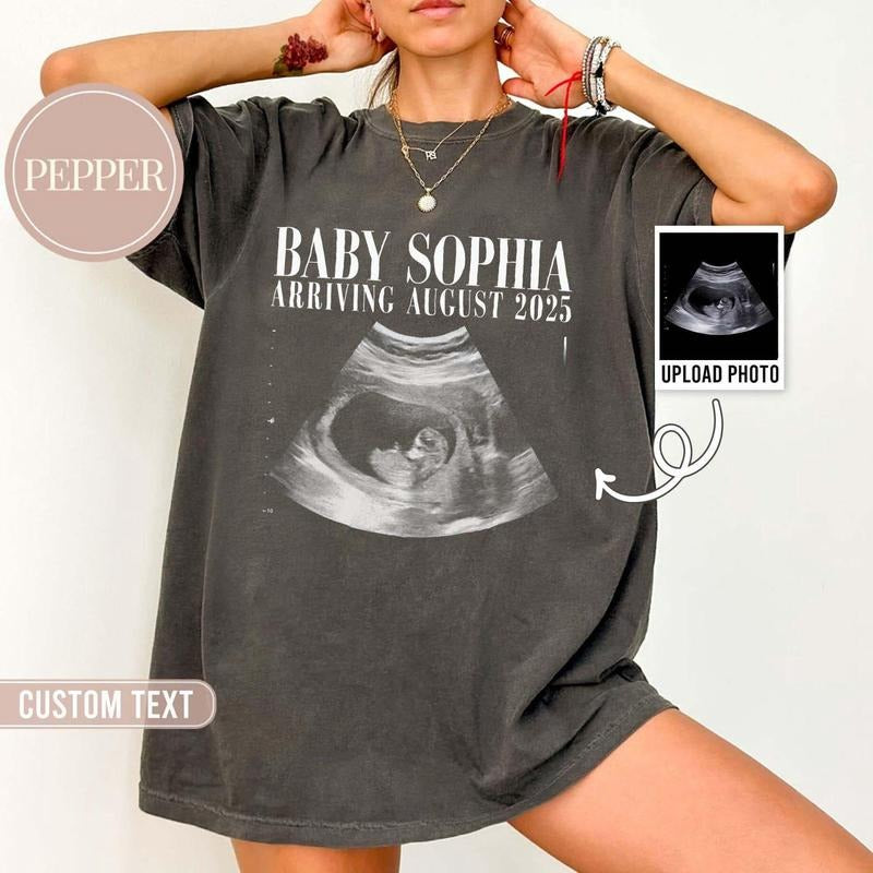 Personalized Sonogram Photo Comfort Colors Shirt, Custom Photo Promoted To Dad Mom Shirt, Pregancy Annoucement Gift, Ultrasound Photo Gift