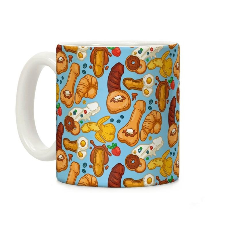 Phallic Breakfast Pattern Coffee Mug 11oz-15oz, funny Coffee Mug Ceramic Classic