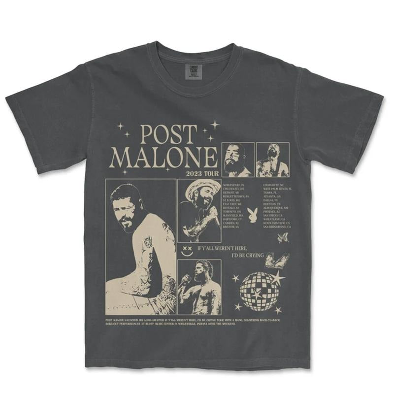 Post Malone Music Rap Vintage Graphic Shirt, If Y'all Weren't Here I'd Be Crying Tour 2023 v1, Bootleg Inspired Concert Fan Gift