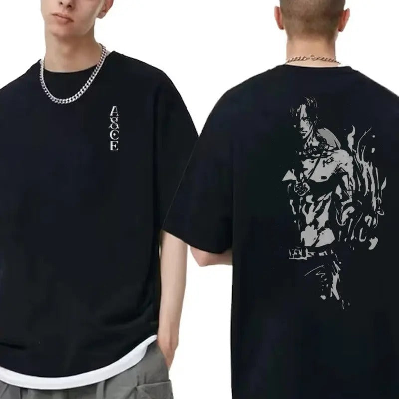 Postgard D Ace One Piece T-Shirt Sweatshirt Hoodie, Ace Graphic 2 Sides Design shirt, Vintage 90's Anime Shirt, Vintage Anime One Piece Shirt, Anime Manga Shirt, Gift For Fans Anime Lovers, Top For Gym Cotton Menswear Womenswear Graphic Anime T-Shirt. Sw