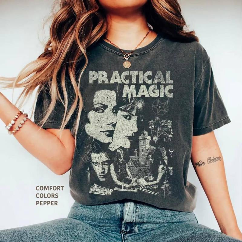 Practical Magic Vintage Graphic Shirt, 90s Witch Shirt, Retro Halloween Sweatshirt, Witch Tee, 90's Horror Movie Shirt, Summerween Tee