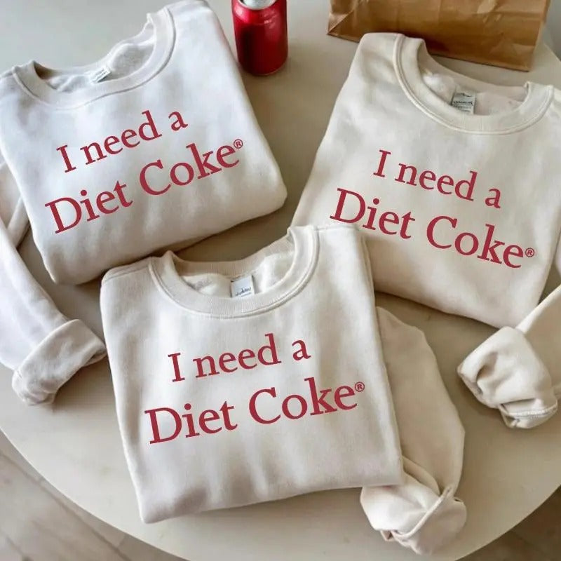Print I Need A Diet Coke Shirt, Trendy Sweatshirt, Funny Coke Lover Gift, trendy minimalistic Shirt, Diet Coke Tee For All, Unisex Cotton Gift