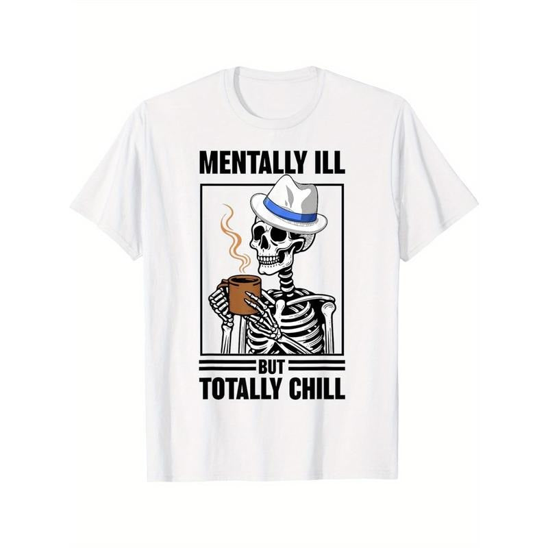 Psychotic but super cool Halloween costume skeleton T-shirt Made in USA