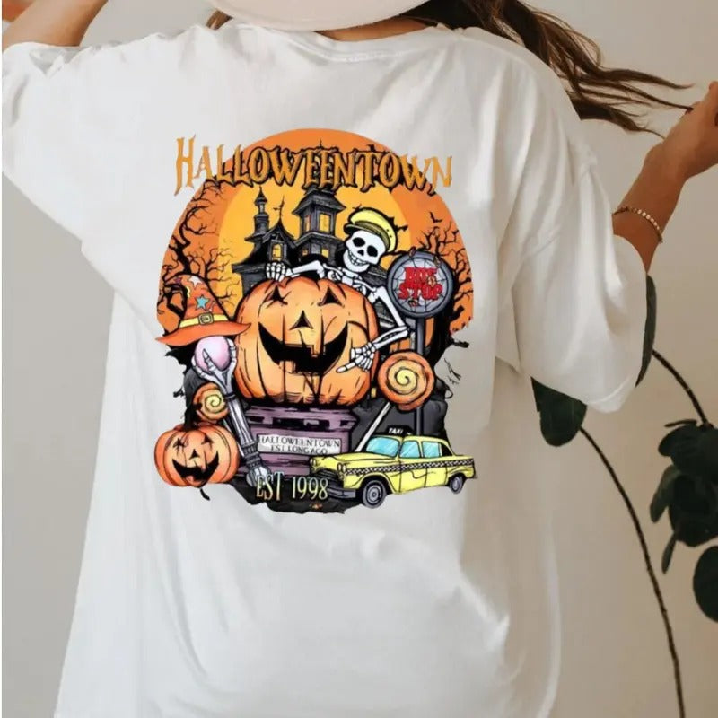 Pumpkin Face, Halloweentown Shirt, Halloween Town University Shirt, Spooky Season Shirt, Vintage Halloween Town Est 1998 Shirt, Pumpkin Halloweentown, Unisex Short Sleeve Tee Shirt, Casual Clothing Womenswear Tops Streetwear