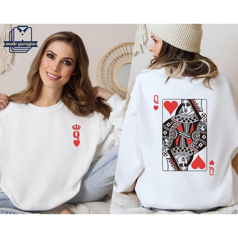 Queen of Hearts Sweatshirt, Queen of Hearts Shirt, Valentines Day Shirt, Playing Card Sweater, Retro Valentine Graphic Hoodie, Queen Mother