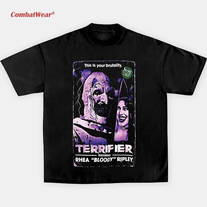 RHEA "BLOODY" RIPLEY x TERRIFIER TEE, Halloween Wrestling Tee, Vintage Wresting Shirt, Wrestling Graphic Tee, Sports Shirt, Wrestling Fan Gift