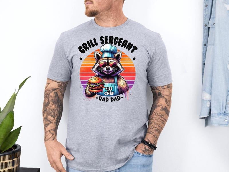 Rad Dad T-Shirt Grill Unisex Tee, Funny BBQ Shirt For Dad, Raccoon TShirt, Gift for BBQ Lover, Father Dad Gift, Grill Master Shirt