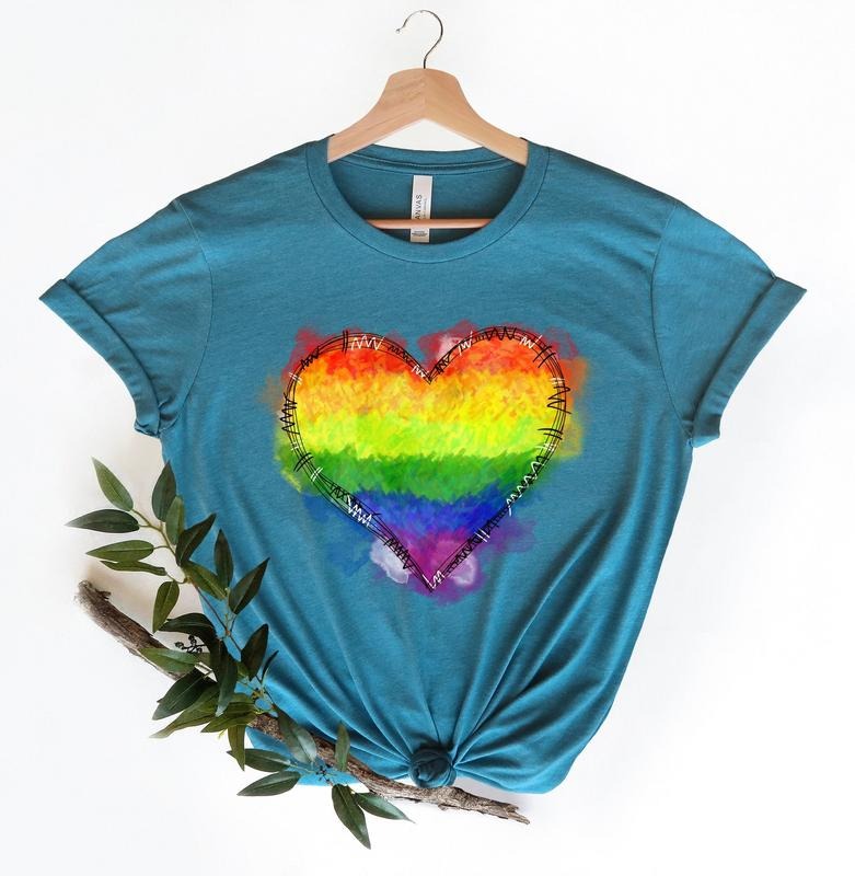 Rainbow Heart Shirt, Pride Heart Shirt, LGBT Shirt, LGBT Shirt Gift, LGBT Shirt Funny, Pride Shirt Women, Pride Gift, Pride Celebration T