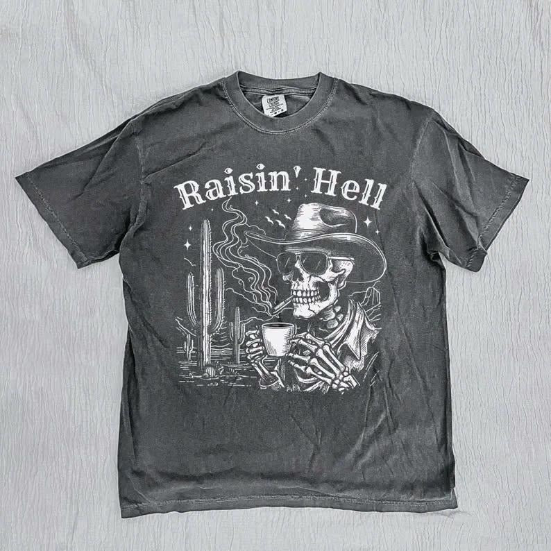 Raisin' Hell With The Hippies And Cowboys T-shirt, Western Graphic Shirt, Funny Cowboy Sweatshirt, Country Girl Gift, Western Cowgirl Tee