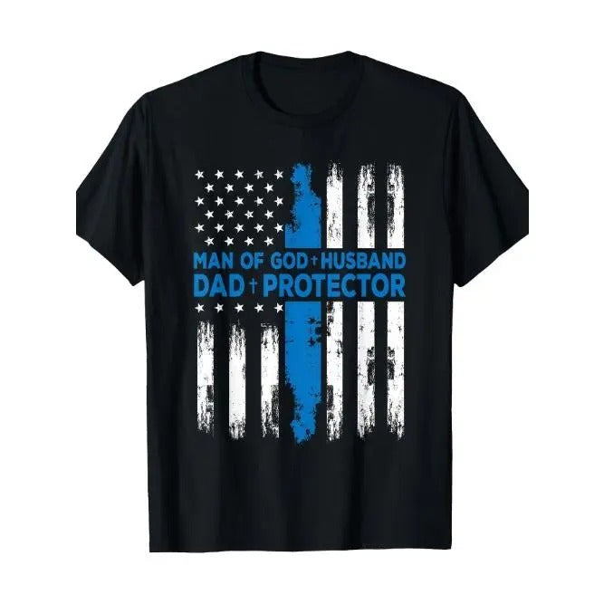 Religious Man Of God Husband Dad Protector T-Shirt - Made in USA