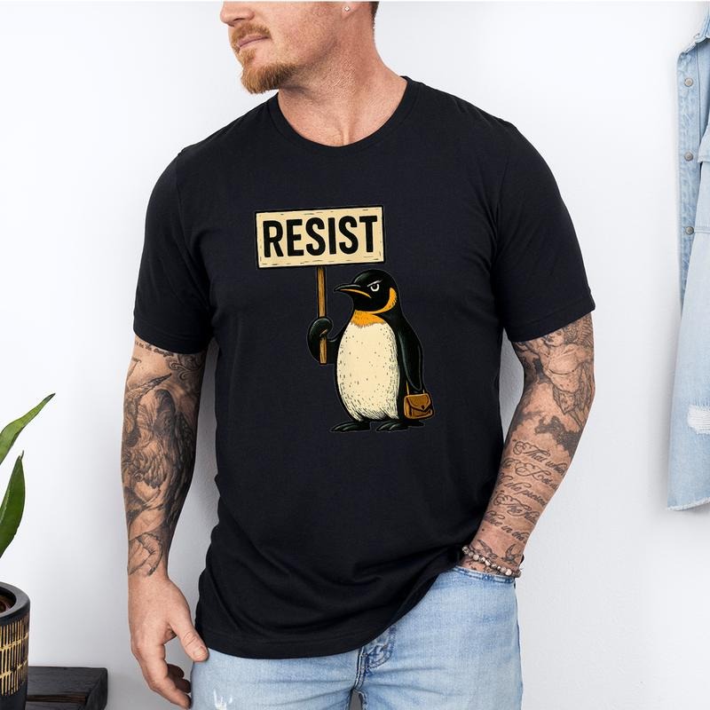 Resist Shirt, Penguin Resist Shirt, Penguin Resist tshirt, Funny Penguin Resist Penguins Protest Against Tariffs T-Shirt,style{n002}2