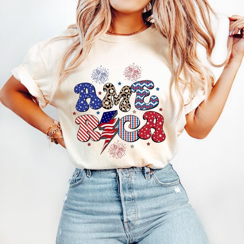 Retro 4th of July, America, Sublimation, USA Tshirt