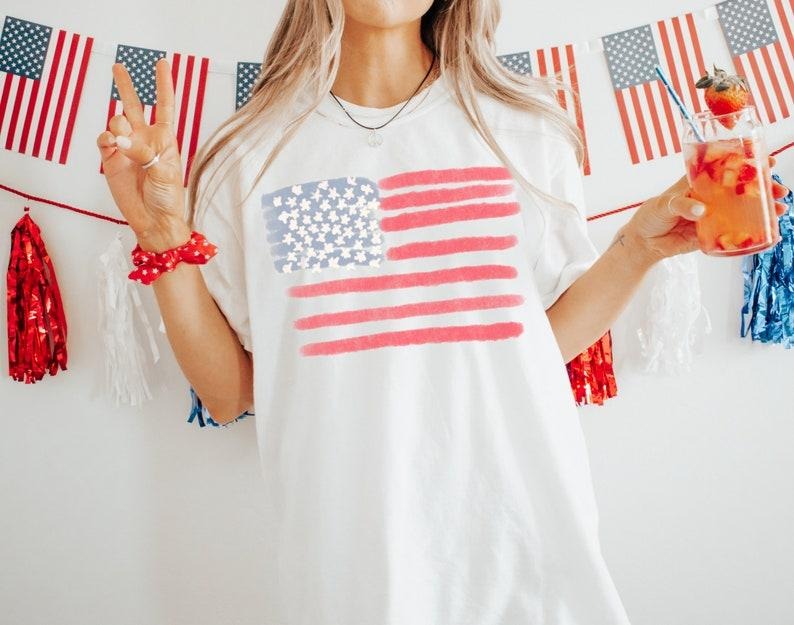 Retro America Shirt, American Flag, 4th Of July Shirt, Fourth Of July, Patriotic USA Gift, Women's Graphic Tee, USA Shirt