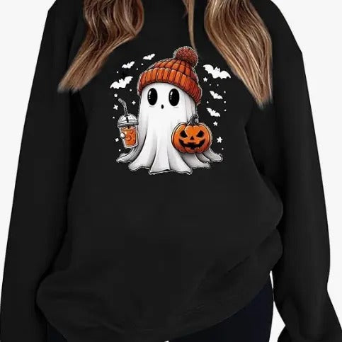 Retro Booey Halloween Sweatshirt, Halloween Womens Clothes, Halloween Pumpkin Sweatshirts, Funny Ghost Graphic Sweatshirt, Festival Party Sweater, Fall Pullover Top, Halloween Season, Halloween Vibes, Ghost Halloween, Cute Ghost Haloween