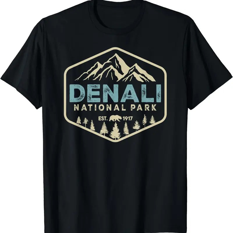 Retro Denali National Park mountains Nature Vintage Hiking T-Shirt
