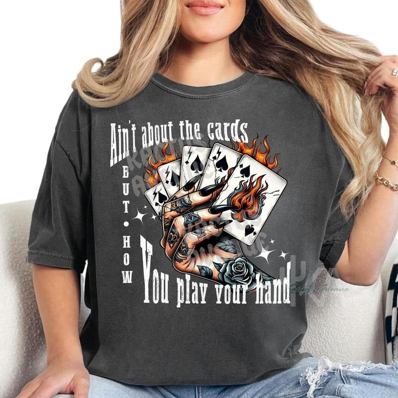 Retro Grunge Cards T-Shirt - Yallternative Western Graphic Tee - Concert Fit Fashion Outlaw Emo Girl Style Ace of Spades