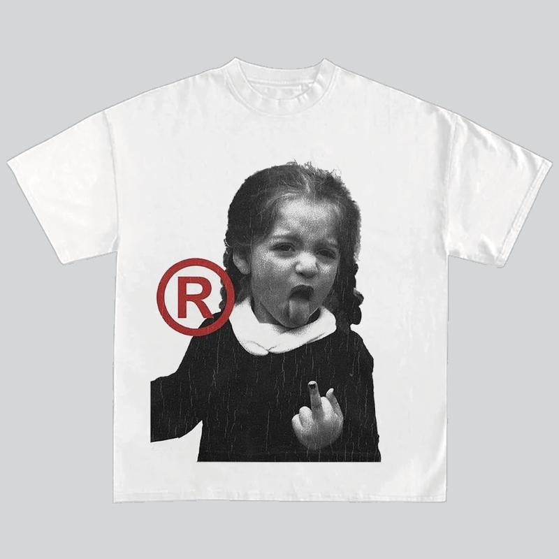 Retro Mid Finger Fck Off Portrait Graphics Cotton Unisex Y2k T-ShirtRetro Mid Finger Fck Off Portrait Graphics Cotton Unisex Y2k T-Shirt Fabric Top