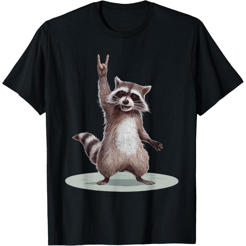 Retro Raccoon Rock Music Men Kids Women Funny Raccoon T-Shirt made in us
