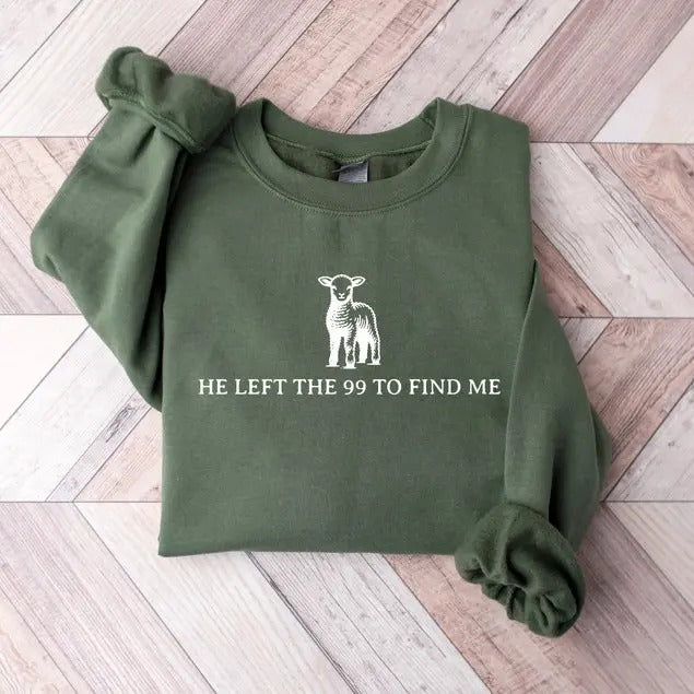 Retro Religious Unisex Shirt, He Left The 99 Shirt, Christian Comfy Tee, Bible Verse Shirt, Christian Apparel, Faith Shirt Casual Classic Collar Cotton