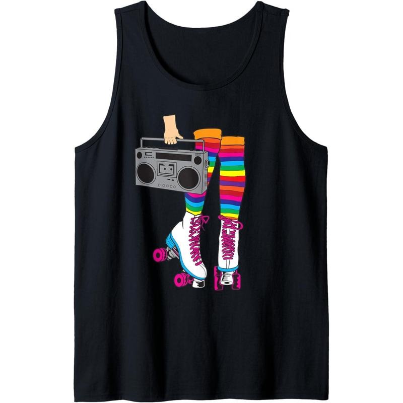 Retro Rollerskates Funny 80's Roller Disco Skating Girl Gift Tank Top MADE IN USA