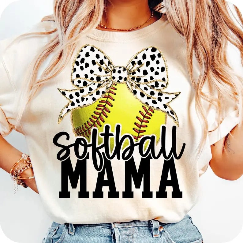 Retro Softball Mama Coquette T- Shirt, Softball Mama T- Shirt, Baseball Mom, Baseball Graphic Tees