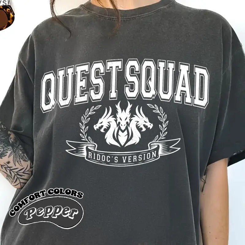 Ridoc Quest Squad T-Shirt, Onyx Storm Shirt, Fourth Wing Shirt, Basgiath War College Tee, Bookstagram Shirt
