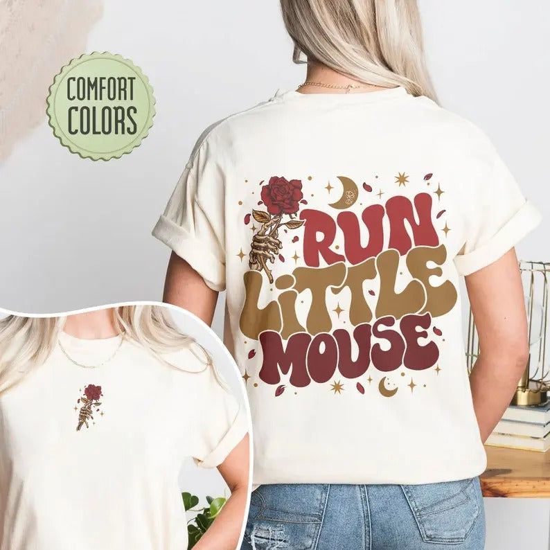 Run Little Mouse Comfort Colors Shirt, Trendy Rose Skeleton T-Shirt, Haunting Adeline Tee, Dark Romance Merch Shirt, Smut Reader Lady Top Womenswear