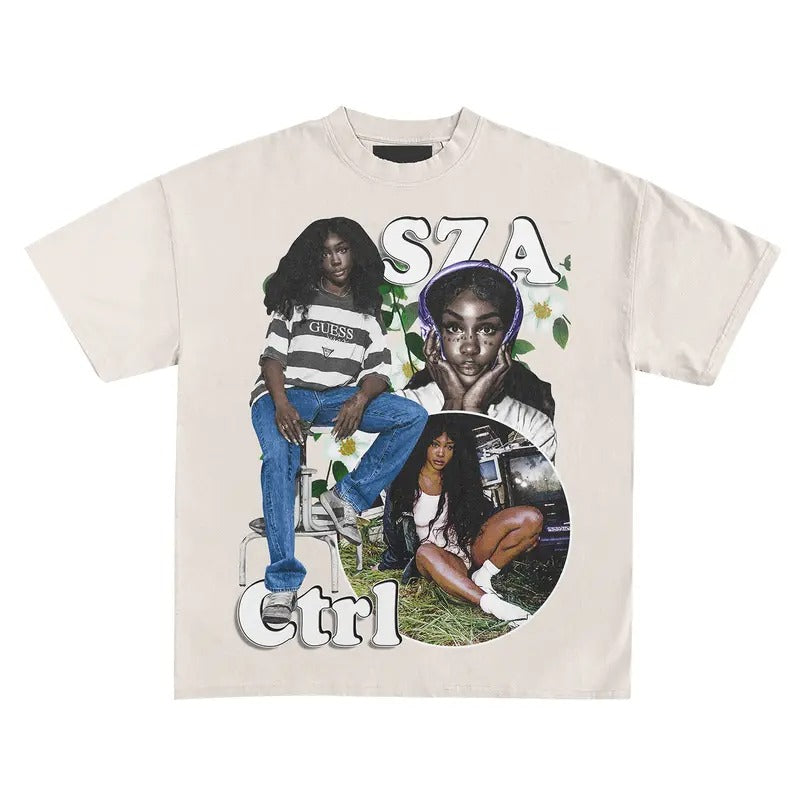 SZA Ctrl T-Shirt Vintage Rapper Graphic Tee Rap Hip Hop Y2k Merch Men Women Fans Menswear Top Medium Stylish