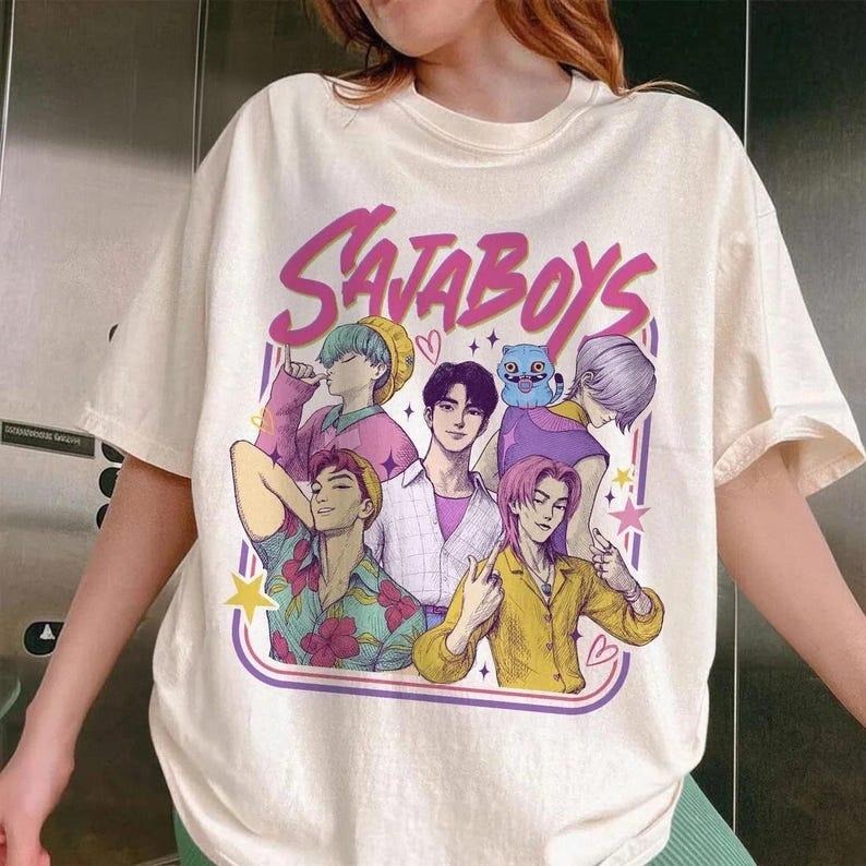Saja Boys Kpop Demon Inspired Shirt, Boy Band Unisex Graphic Tee, Anime Style Korean Idol Merch, Gift for Kpop & Movie Fans