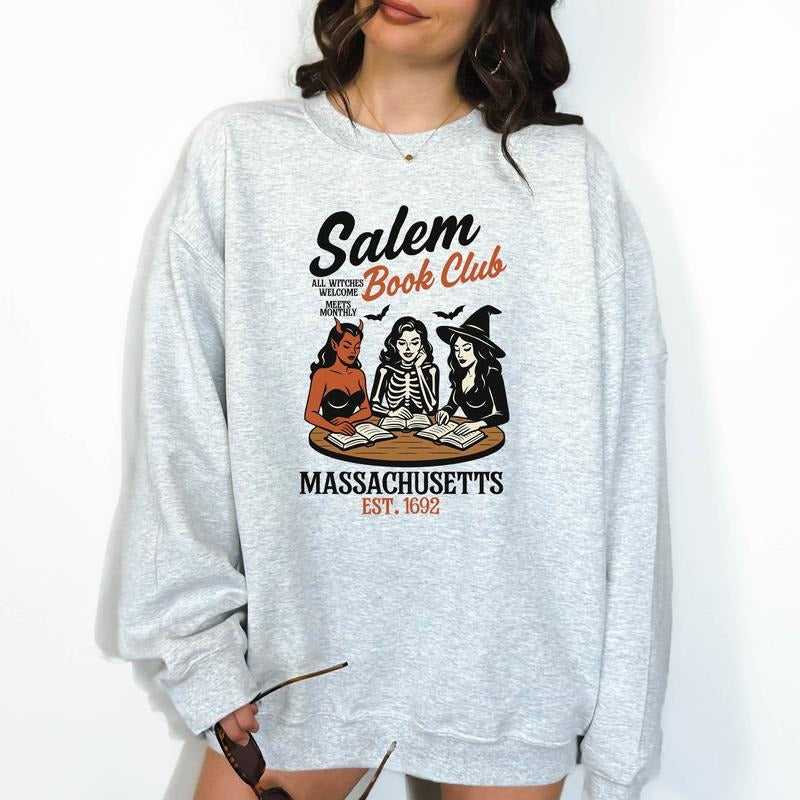 Salem Book Club- Unisex Crewneck Sweatshirt, Funny Crewneck, Funny Apparel, Gift Idea, Relaxed Fit, Casual Apparel, Hallowen Theme