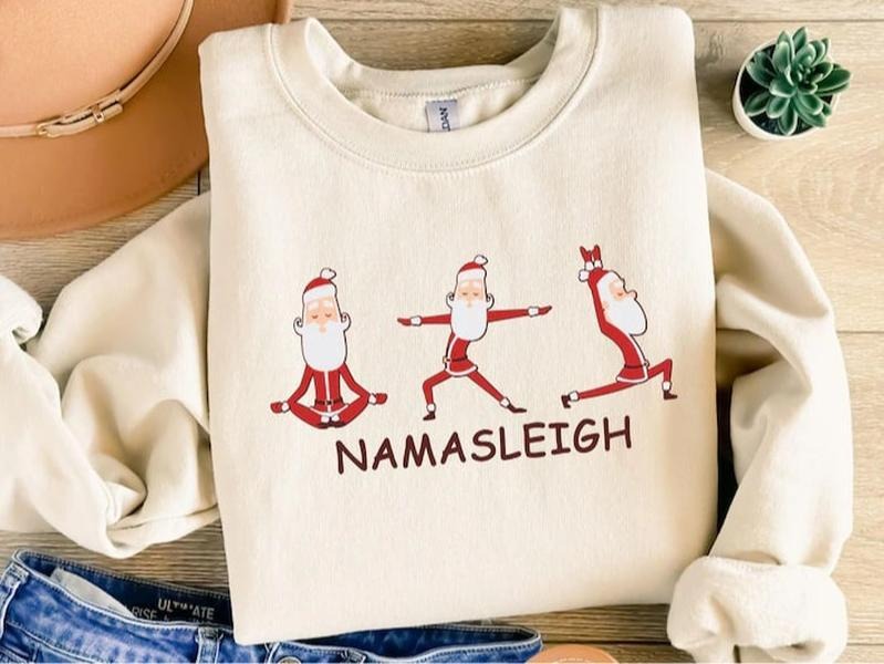Santa Namaste Shirt, Funny Santa Yoga Sweater, Yoga Lover Christmas Gift, Christmas Santa Hoodie, Gift For Yogi Sweatshirt, Cute Hoodies
