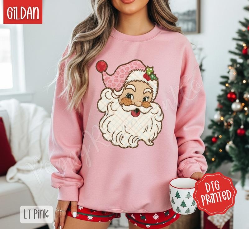 Santa Patch Sweatshirt, Trendy Women's Christmas Crewneck