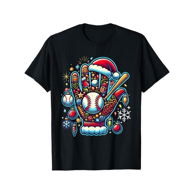 Santa Sports Design For Men Christmas Baseball Player T-Shirt made in usa