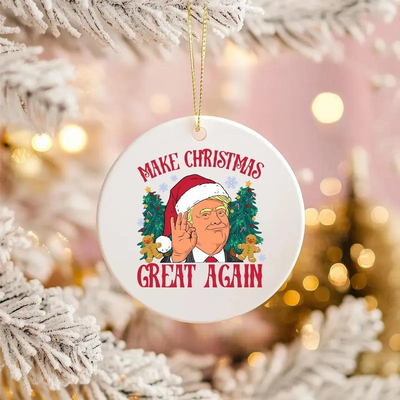 Santa Trump Christmas Make Christmas Great Again Ornament, Trump Christmas Ornament, Political Trends, Trump 2024 Gifts, Christmas Sticker