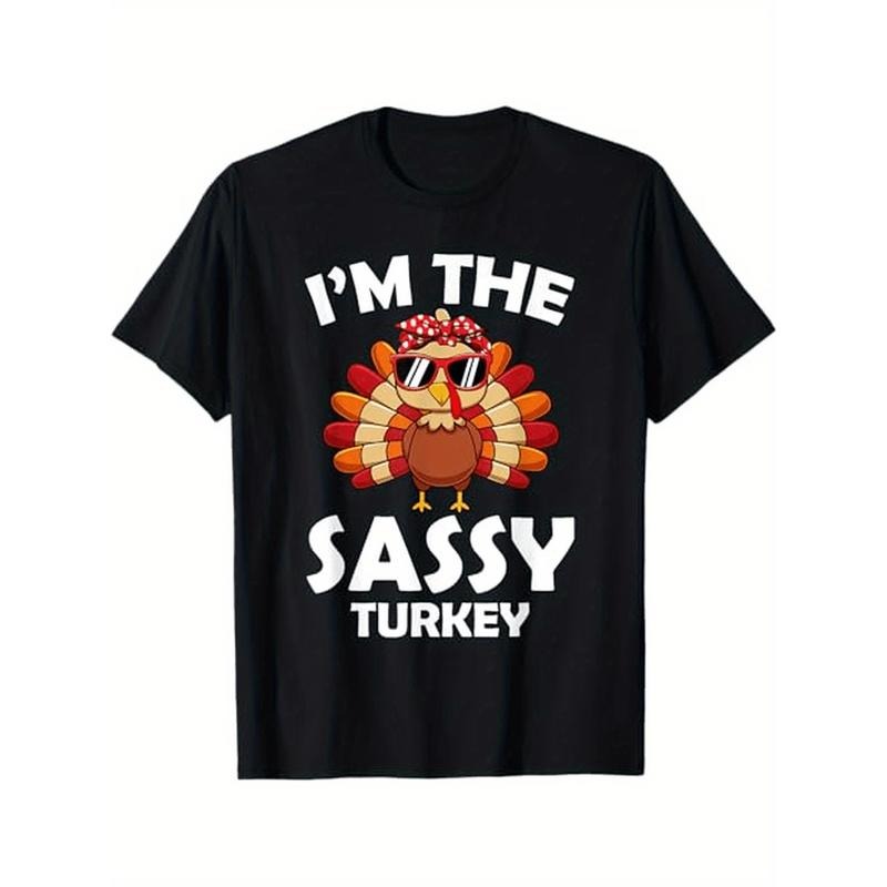 Sassy Turkey Family Group Matching Thanksgiving Party T-Shirt Halloween Thanksgiving Christmas Gifts for Men Women Friends Family, S-XXXL, Black made in usa
